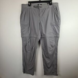 REI Co-Op Sahara Convertible Pants Womens 16 Petite‎ Gray Relaxed Belted Hiking